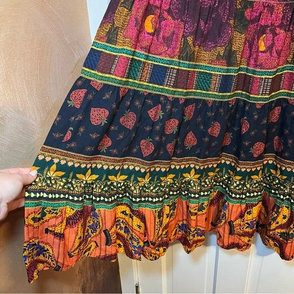 #63 FARM RIO MIXED PATCHWORK MIDI DRESS $265 Bohemian Multicolor Maxi Dress - Picture 10 of 12